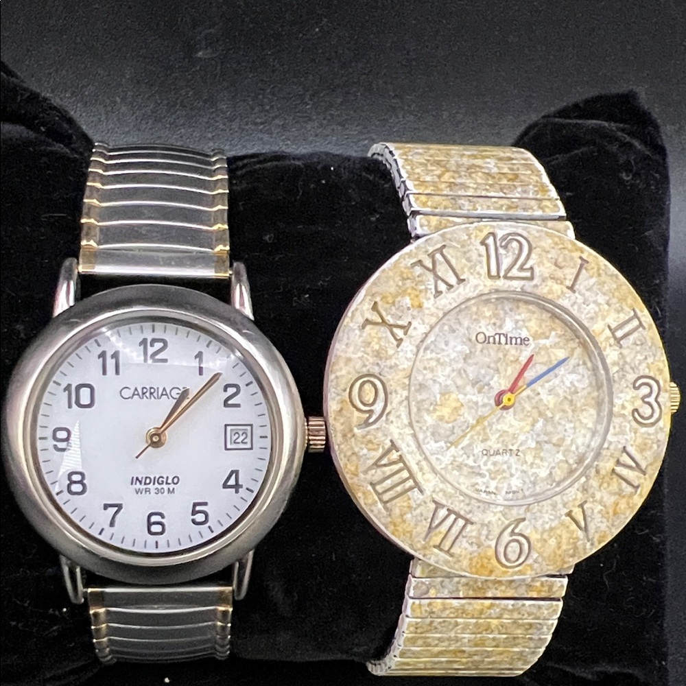 Carriage White Dial Watch & OnTime Gold Tone Roman Numeral Watch